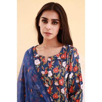 Gulabo Jaipur Bloom Blue Kurta (Set of 3)