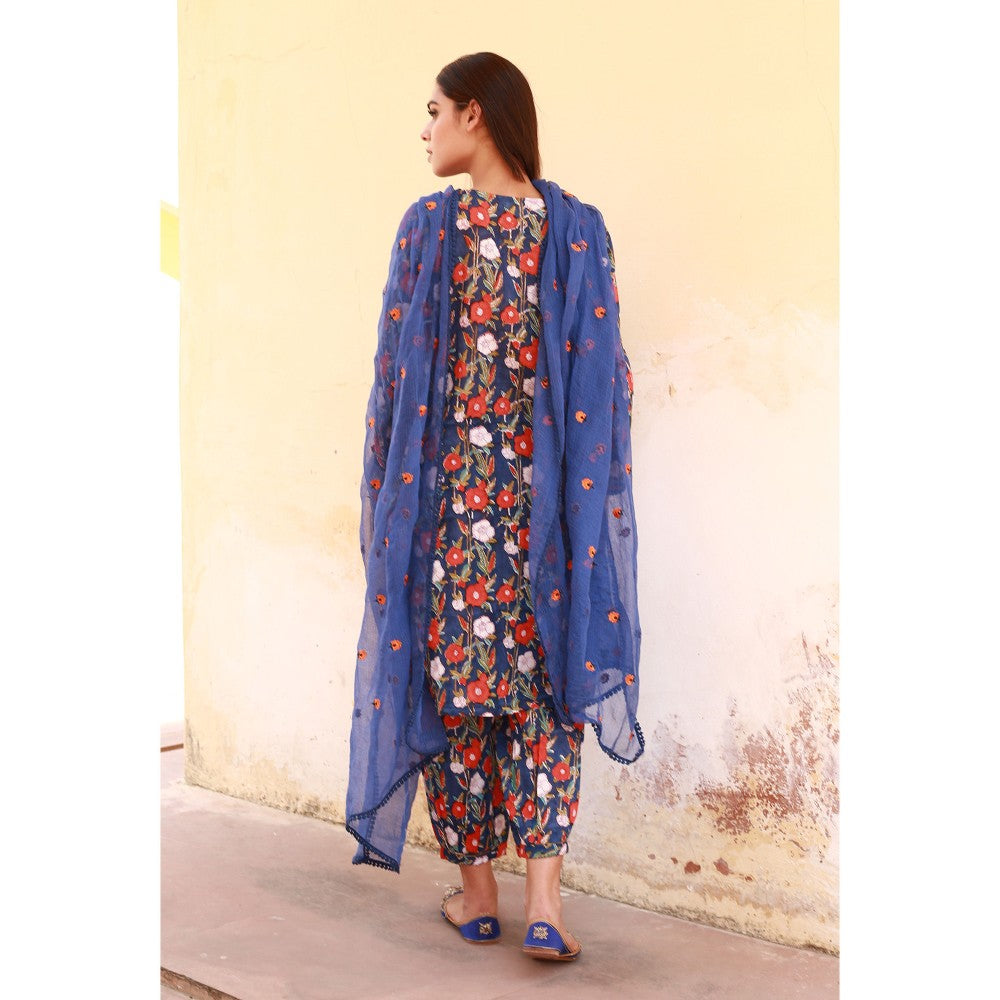 Gulabo Jaipur Bloom Blue Kurta (Set of 3)