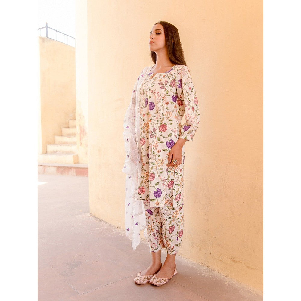 Gulabo Jaipur Bloom White Kurta (Set of 3)
