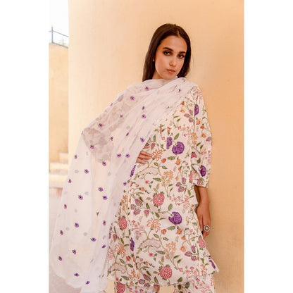 Gulabo Jaipur Bloom White Kurta (Set of 3)