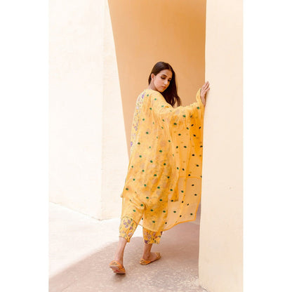 Gulabo Jaipur Bloom Yellow Kurta (Set of 3)