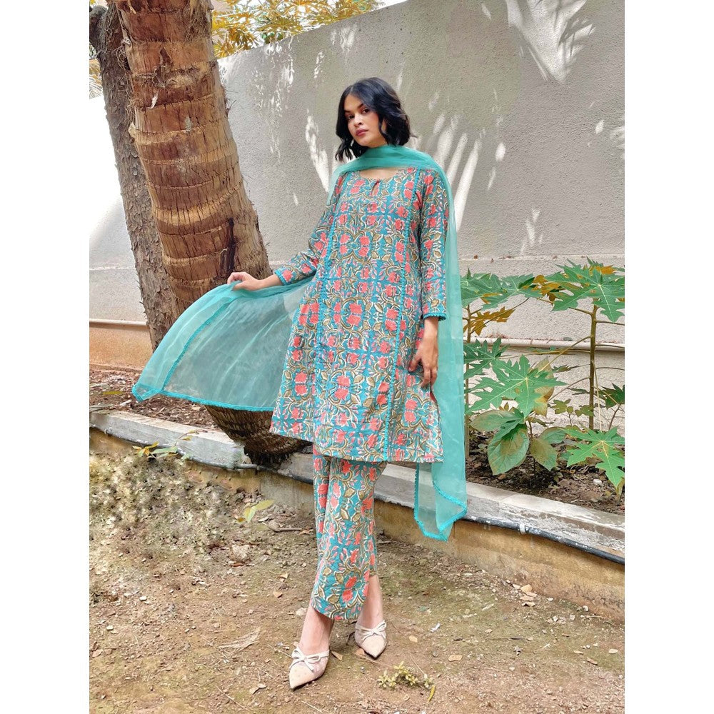Gulabo Jaipur Basil Green Kurta (Set of 3)