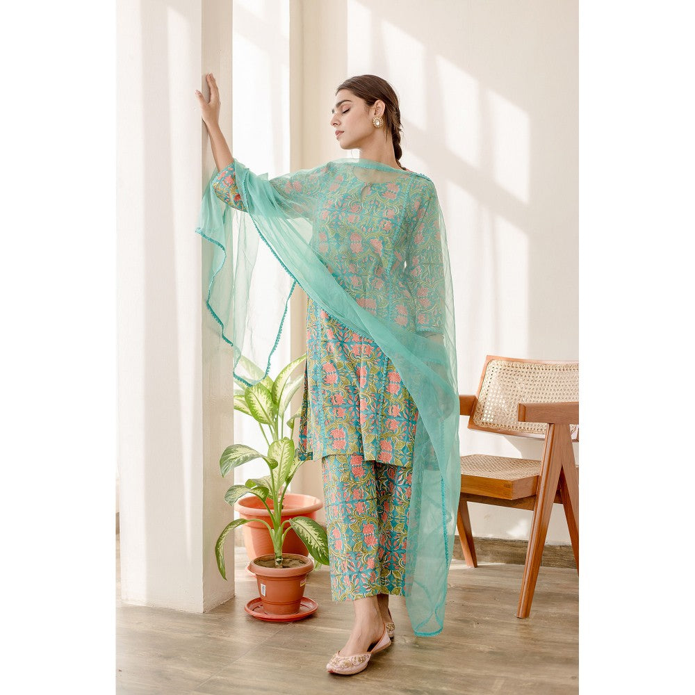 Gulabo Jaipur Basil Green Kurta (Set of 3)