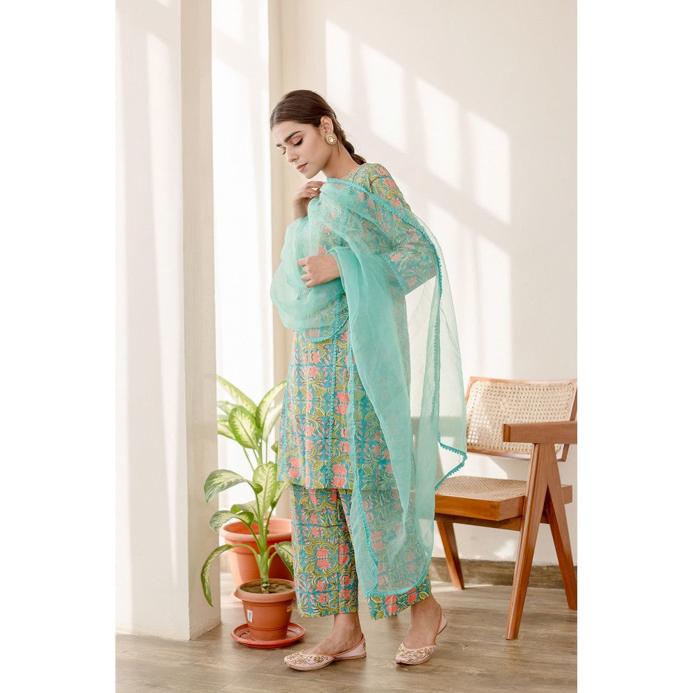 Gulabo Jaipur Basil Green Kurta (Set of 3)
