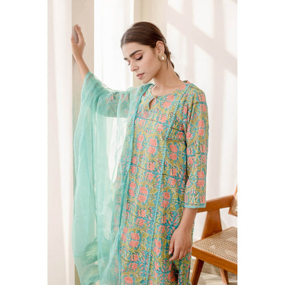 Gulabo Jaipur Basil Green Kurta (Set of 3)