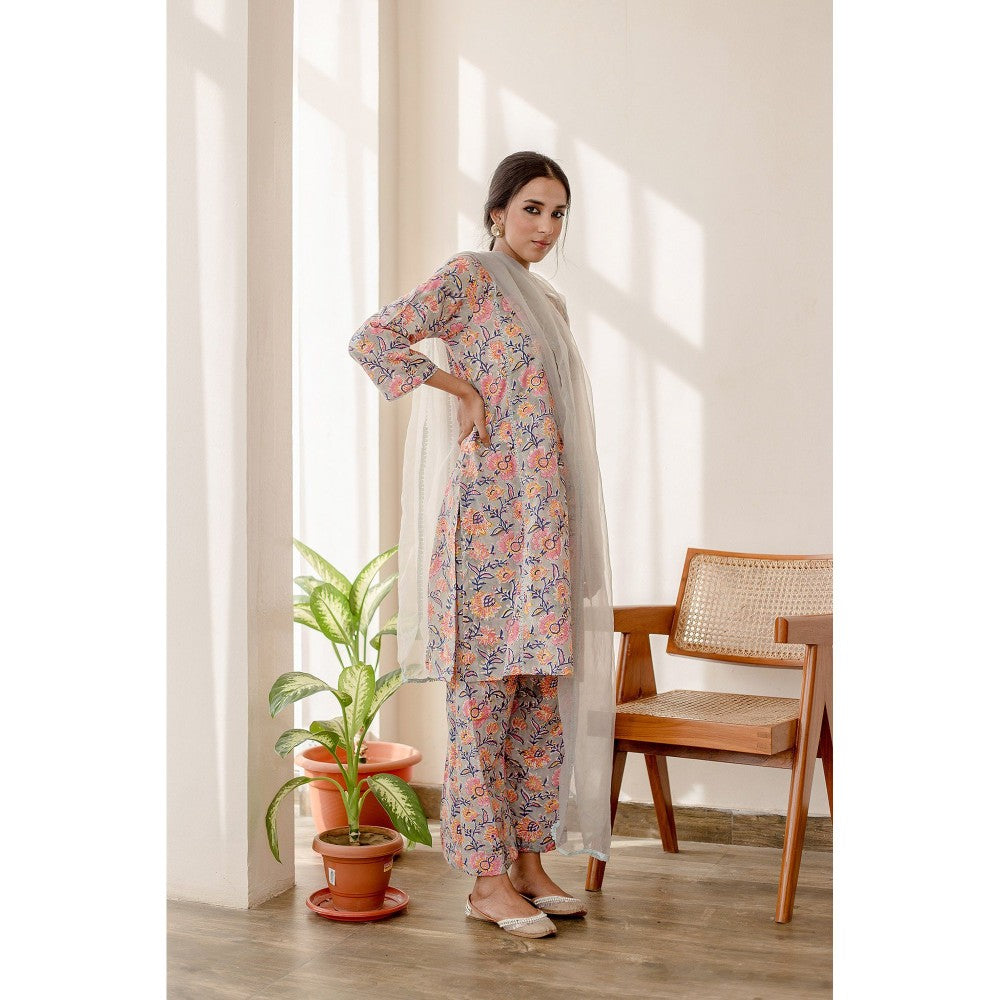 Gulabo Jaipur Basil Grey Kurta (Set of 3)