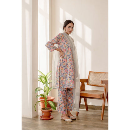 Gulabo Jaipur Basil Grey Kurta (Set of 3)