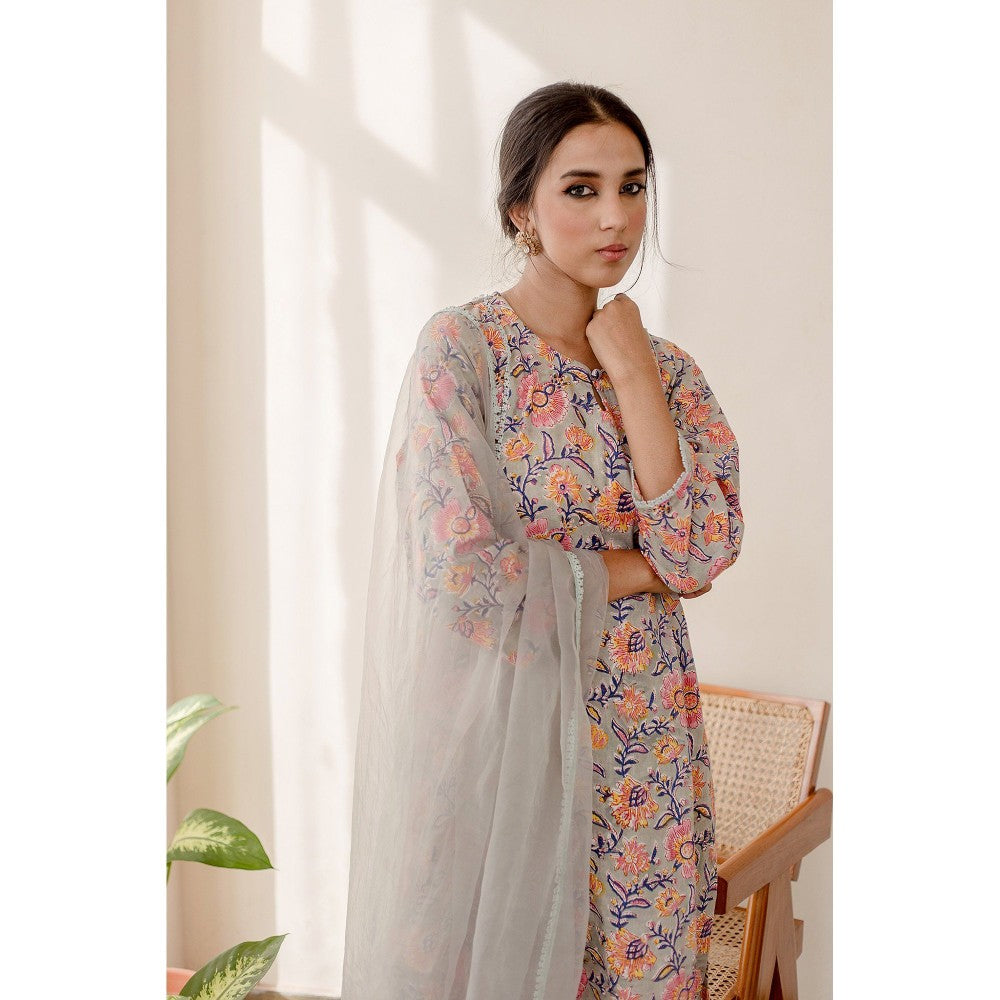 Gulabo Jaipur Basil Grey Kurta (Set of 3)