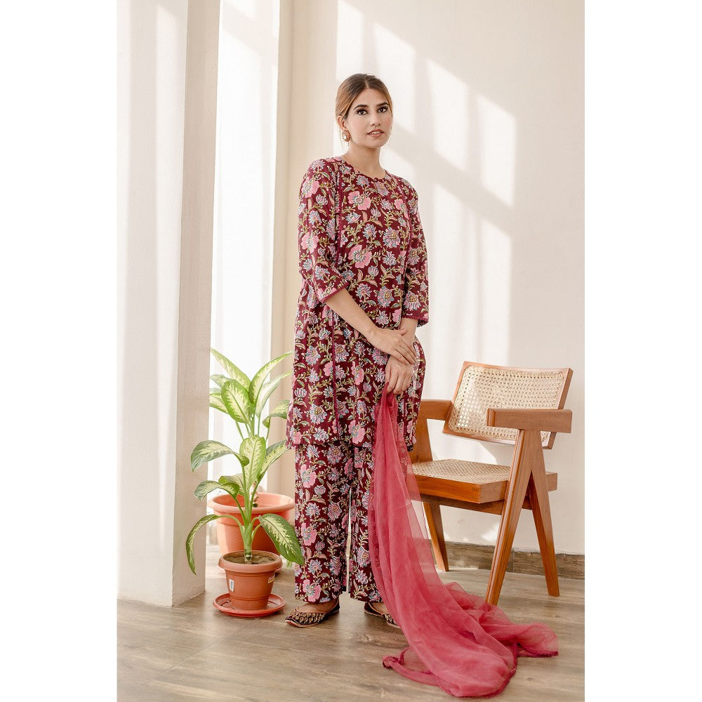 Gulabo Jaipur Basil Maroon Kurta (Set of 3)