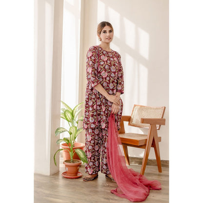 Gulabo Jaipur Basil Maroon Kurta (Set of 3)
