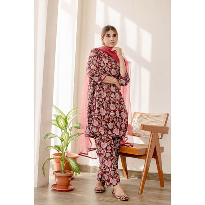 Gulabo Jaipur Basil Maroon Kurta (Set of 3)