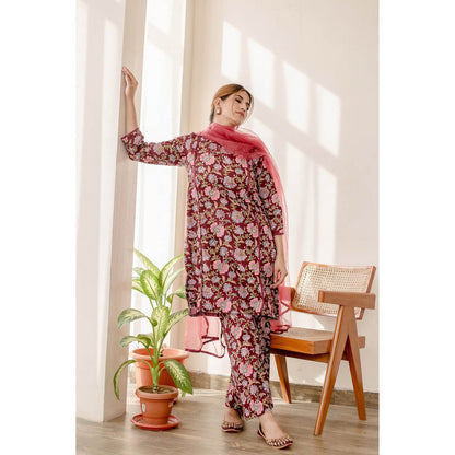 Gulabo Jaipur Basil Maroon Kurta (Set of 3)