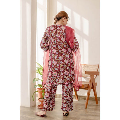 Gulabo Jaipur Basil Maroon Kurta (Set of 3)