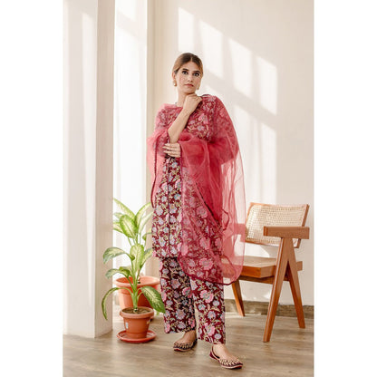 Gulabo Jaipur Basil Maroon Kurta (Set of 3)