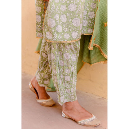Gulabo Jaipur Marigold Green Kurta (Set of 3)