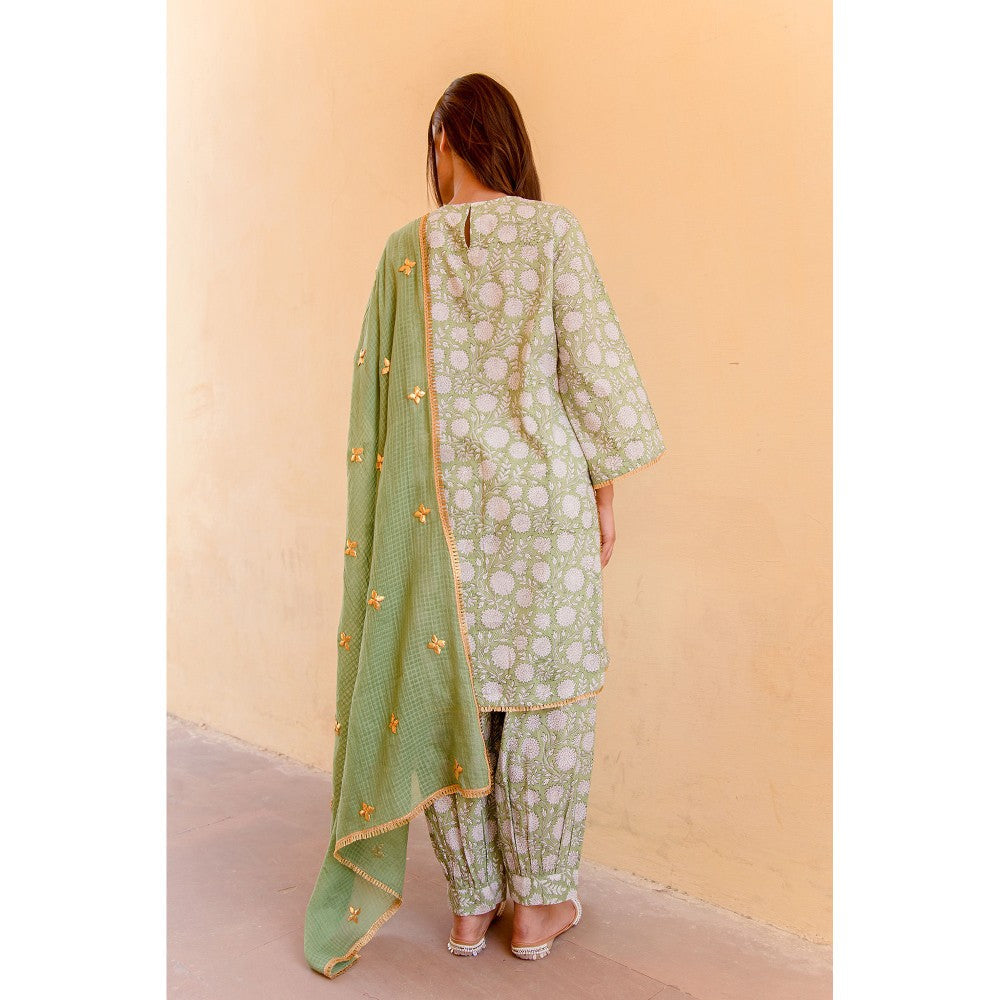 Gulabo Jaipur Marigold Green Kurta (Set of 3)
