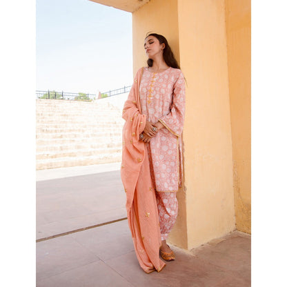 Gulabo Jaipur Marigold Peach Kurta (Set of 3)