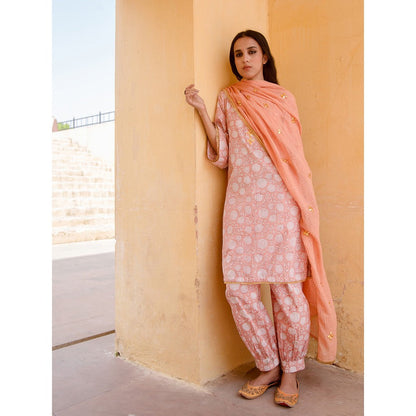 Gulabo Jaipur Marigold Peach Kurta (Set of 3)