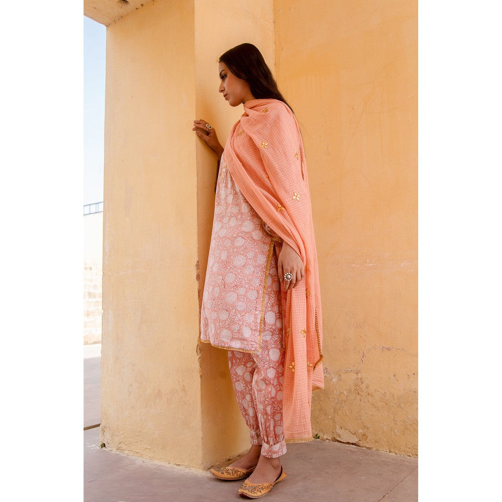 Gulabo Jaipur Marigold Peach Kurta (Set of 3)