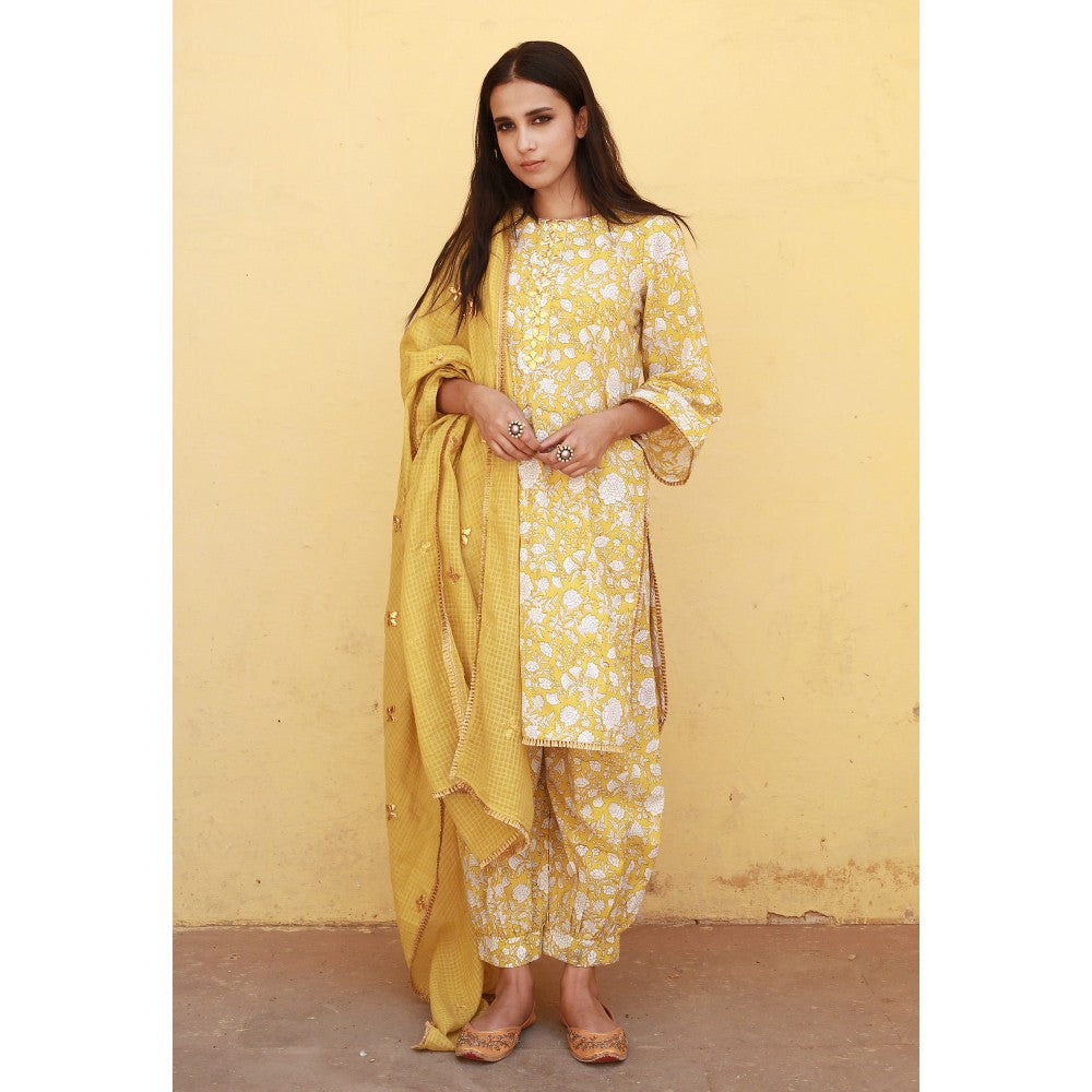 Gulabo Jaipur Marigold Yellow Kurta (Set of 3)