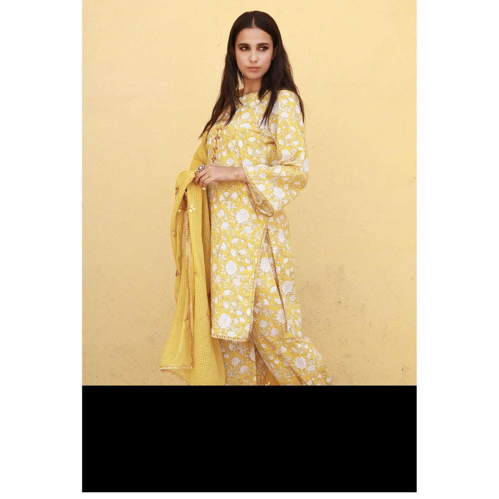 Gulabo Jaipur Marigold Yellow Kurta (Set of 3)