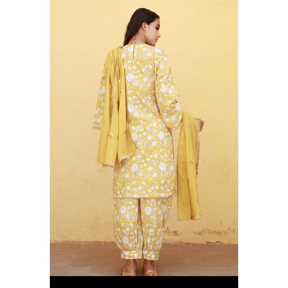 Gulabo Jaipur Marigold Yellow Kurta (Set of 3)
