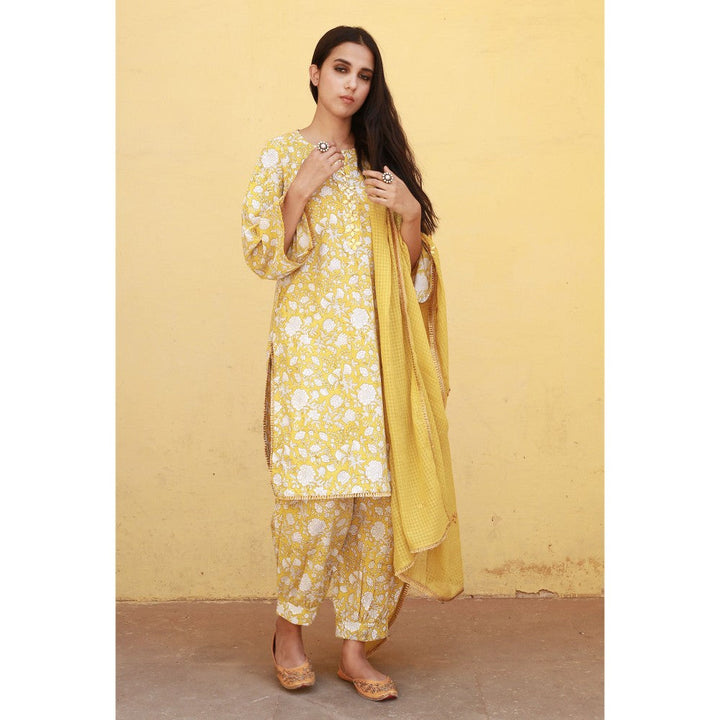 Gulabo Jaipur Marigold Yellow Kurta (Set of 3)