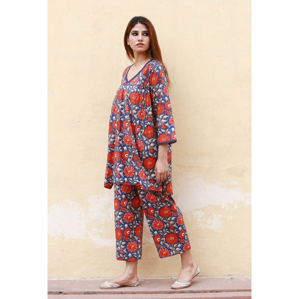 Gulabo Jaipur Dahlia Indigo Straight Kurta (Set of 2)