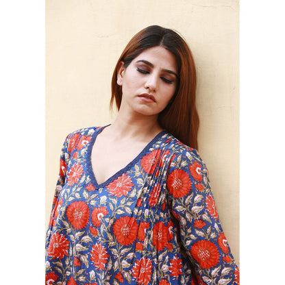 Gulabo Jaipur Dahlia Indigo Straight Kurta (Set of 2)