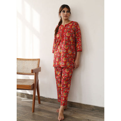 Gulabo Jaipur Tulip Red Kurta (Set of 2)