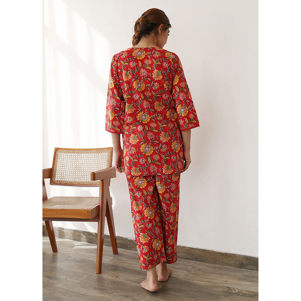 Gulabo Jaipur Tulip Red Kurta (Set of 2)
