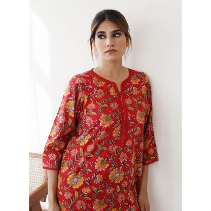 Gulabo Jaipur Tulip Red Kurta (Set of 2)