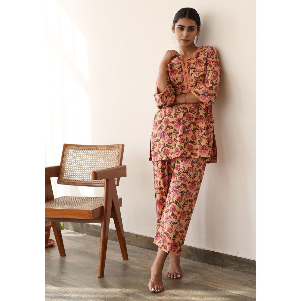 Gulabo Jaipur Tulip Peach Kurta (Set of 2)