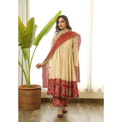 Gulabo Jaipur Mastani Beige Anarkali (Set of 3)