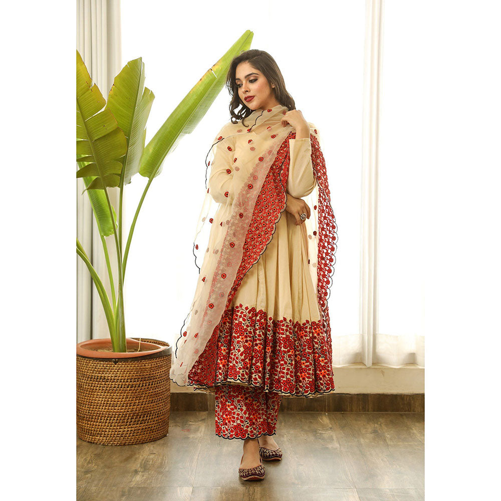 Gulabo Jaipur Mastani Beige Anarkali (Set of 3)