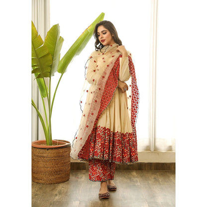 Gulabo Jaipur Mastani Beige Anarkali (Set of 3)
