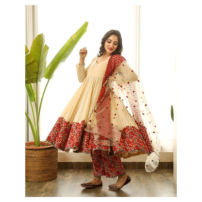 Gulabo Jaipur Mastani Beige Anarkali (Set of 3)