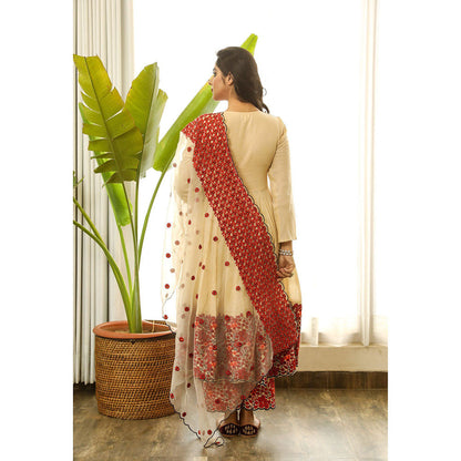 Gulabo Jaipur Mastani Beige Anarkali (Set of 3)