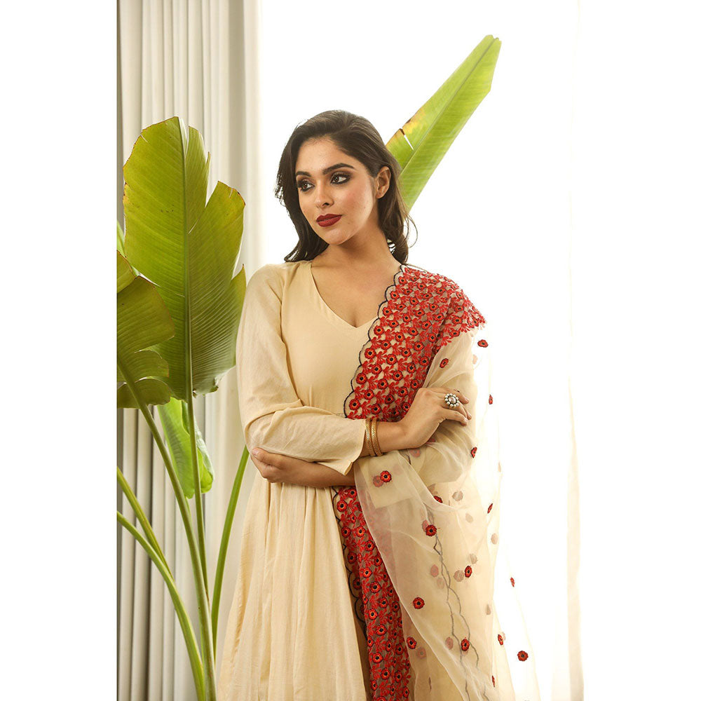 Gulabo Jaipur Mastani Beige Anarkali (Set of 3)