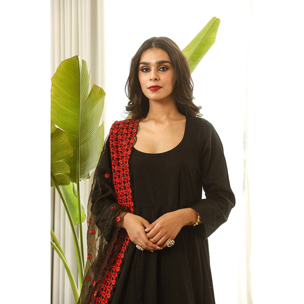 Gulabo Jaipur Mastani Black Anarkali (Set of 3)