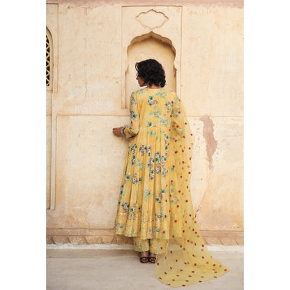 Gulabo Jaipur Gul Yellow Anarkali (Set of 3)
