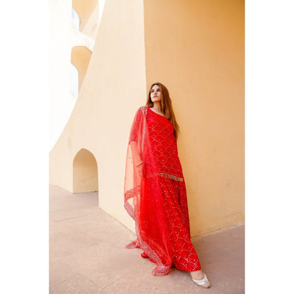 Gulabo Jaipur Glory Red Sharara (Set of 4)