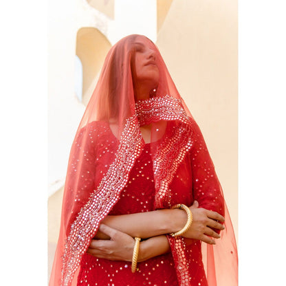 Gulabo Jaipur Glory Red Sharara (Set of 4)