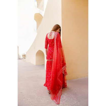 Gulabo Jaipur Glory Red Sharara (Set of 4)