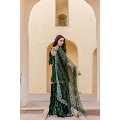 Gulabo Jaipur Glory Emerald Green Sharara (Set of 4)