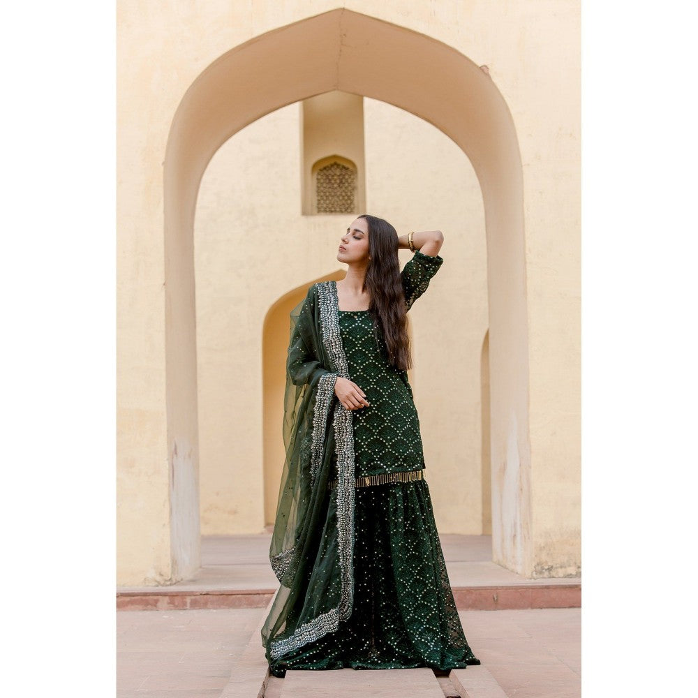 Gulabo Jaipur Glory Emerald Green Sharara (Set of 4)