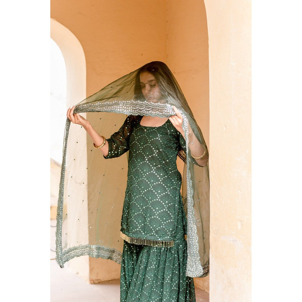 Gulabo Jaipur Glory Emerald Green Sharara (Set of 4)