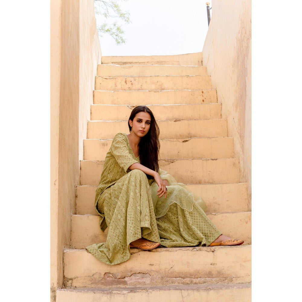 Gulabo Jaipur Lotus Green Sharara (Set of 3)