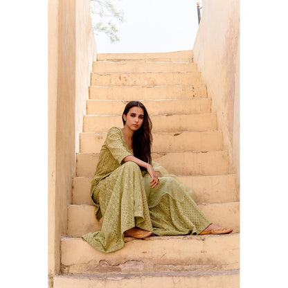 Gulabo Jaipur Lotus Green Sharara (Set of 3)