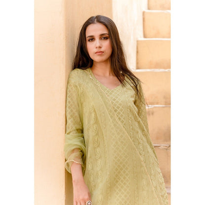 Gulabo Jaipur Lotus Green Sharara (Set of 3)